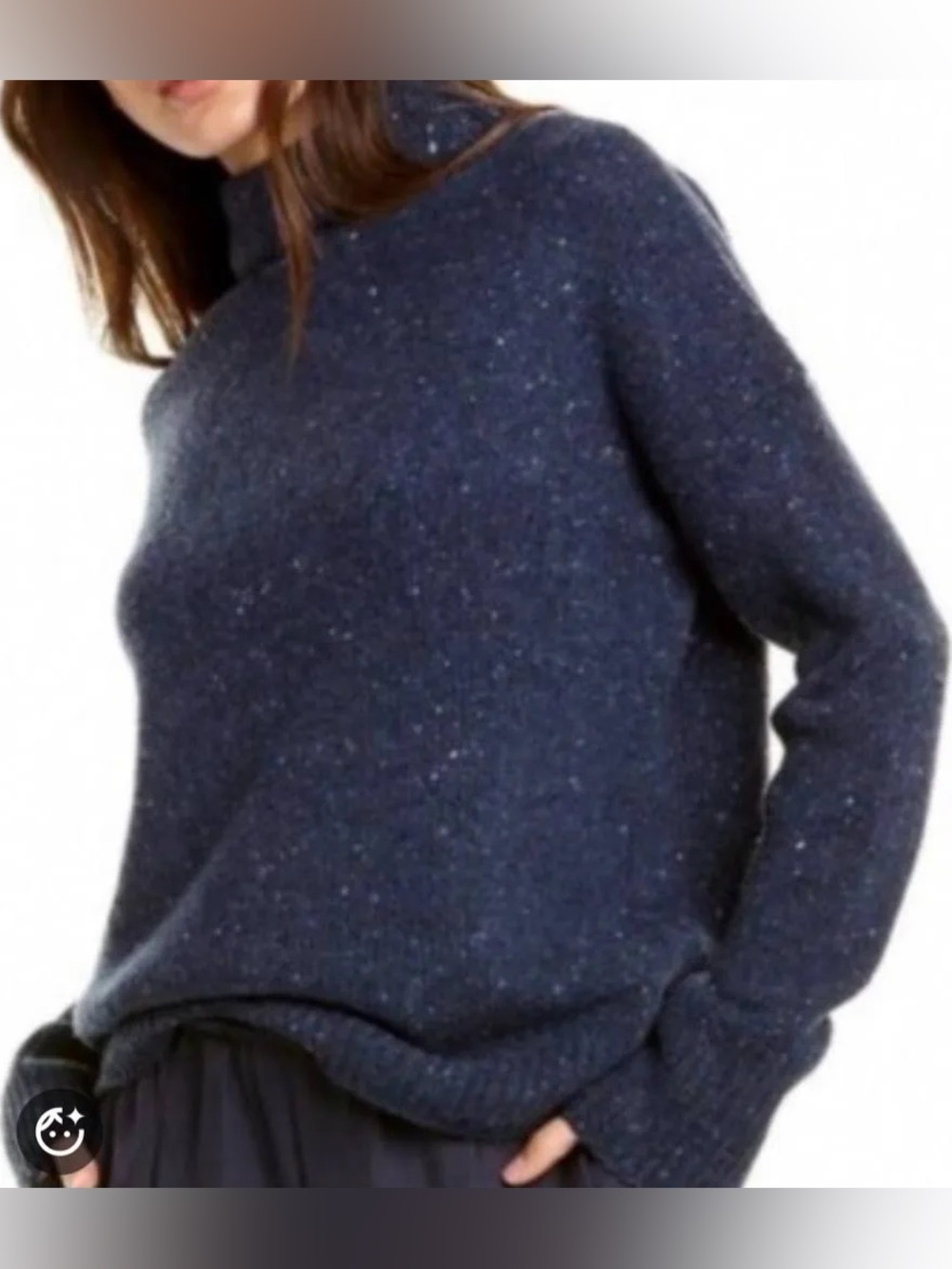 Vince Wool Alpaca Turtleneck Sweater | Size L | Charcoal Navy Speckled Oversized